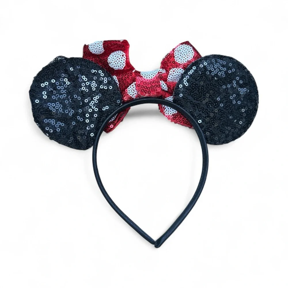 Minnie Mouse Birthday Girl Red‎ and Black Polka Dot Sequin Headband